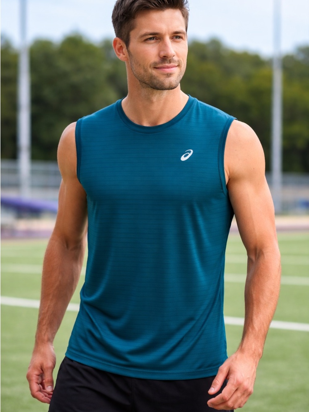 ASICS Men's Teal Athletic Sleeveless Training Top